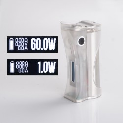 Authentic Ambition Mods and R. S. S.Mods Hera 60W VW Box Mod - Clear Frosted, 1~60W, SS316 + PC, 1 x 18650