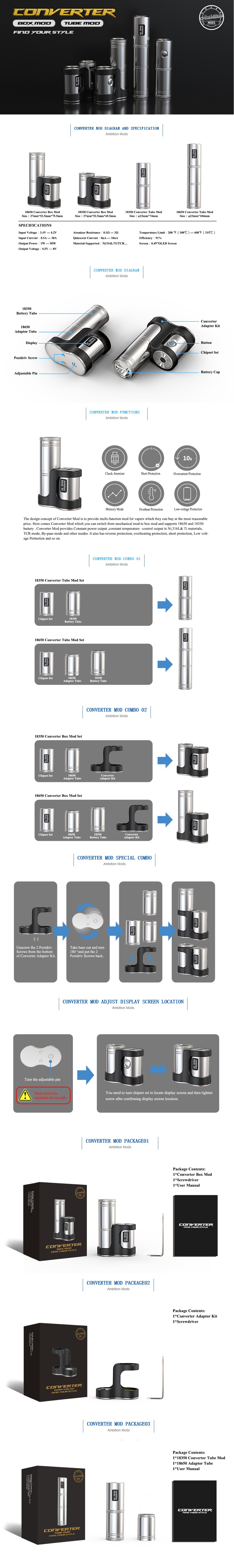 Ambition Mods Converter SBS Side-by-Side Box Mod