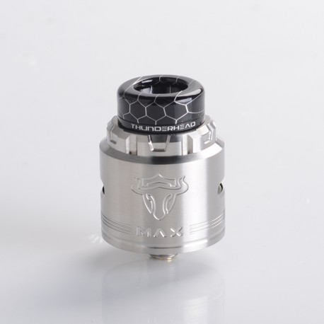 Authentic ThunderHead Creations THC Tauren MAX RDA Rebuildable Dripping Vape Atomizer w/ BF Pin - Silver, 25mm Diameter