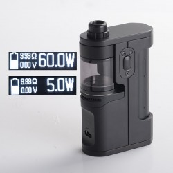 Authentic Dovpo X Suicide Mods Abyss 60W VW SBS AIO Mod Kit - Onyx, 5~60W, 1 x 18650 / 21700, Dovpo Chipset