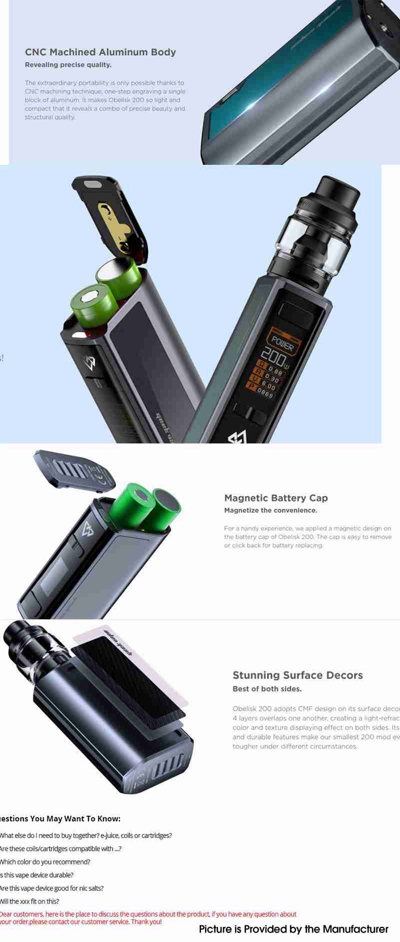 GeekVape Obelisk 200 VW Vape Box Mod
