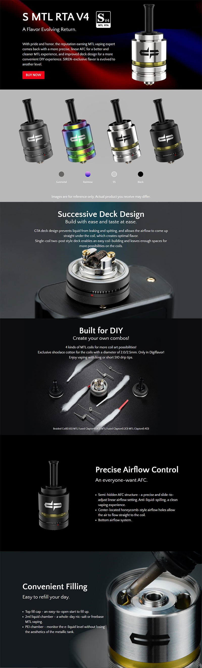 Authentic Digiflavor Siren MTL RTA V4 Rebuildable Tank Vape ...