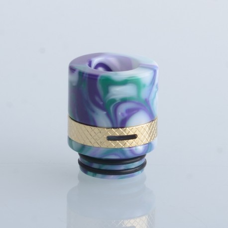 Authentic Reewape RS330 810 Drip Tip w/ Air Regulating Ring for RBA / RTA / RDA - Green + Purple + White, Resin + Steel (1 PC)