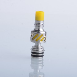 Authentic Auguse Seaman 510 Drip Tip for RDA / RTA / RDTA Atomizer - Silver + Yellow, Stainless Steel + Delin