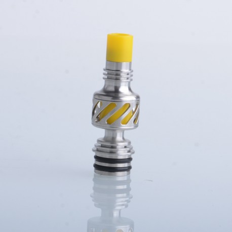 Authentic Auguse Seaman 510 Drip Tip for RDA / RTA / RDTA Vape Atomizer - Silver + Yellow, Stainless Steel + Delin