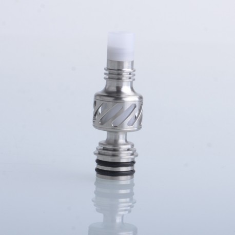 Authentic Auguse Seaman 510 Drip Tip for RDA / RTA / RDTA Atomizer - Silver + White, Stainless Steel + Delin