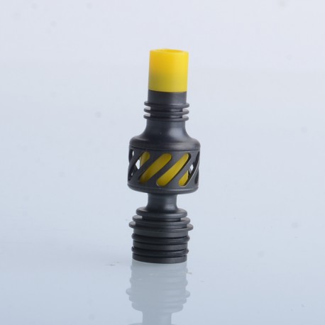 Authentic Auguse Seaman 510 Drip Tip for RDA / RTA / RDTA Atomizer - Black + Yellow, Stainless Steel + Delin