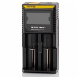Authentic Nitecore D2 2-Slot Digital Battery Charger w/ LCD Display Screen for Li-ion / Ni-MH / Ni-Cd - Black, US Plug