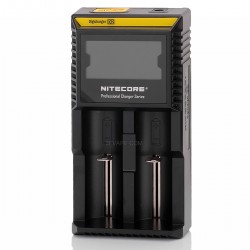 Authentic Nitecore D2 2-Slot Digital Battery Charger w/ LCD Display Screen for Li-ion / Ni-MH / Ni-Cd - Black, UK Plug