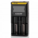 Authentic Nitecore D2 2-Slot Digital Battery Charger w/ LCD Display Screen for Li-ion / Ni-MH / Ni-Cd - Black, UK Plug