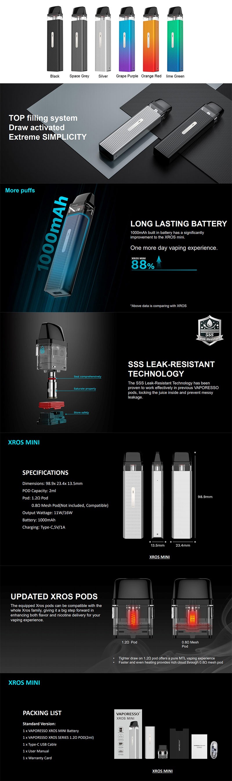 Kit de vape de vaporesso xros mini pods vape
