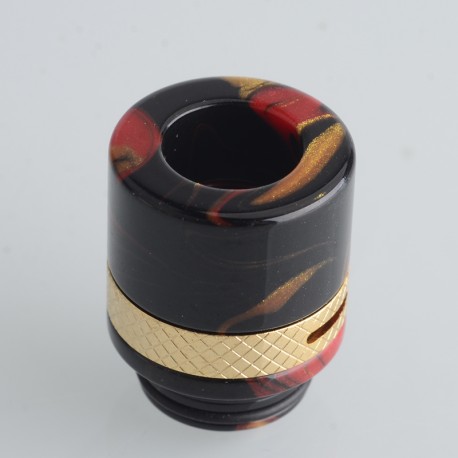 Authentic Reewape RS330 810 Drip Tip w/ Air Regulating Ring for RBA / RTA / RDA - Black + Yellow, Resin + Steel (1 PC)