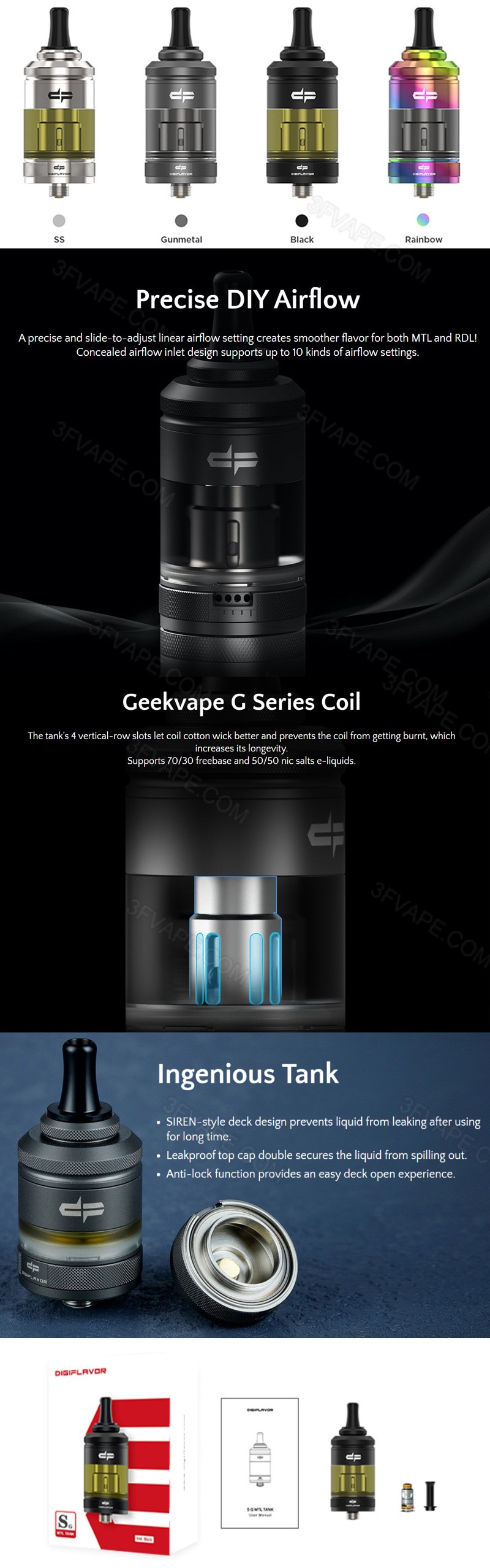 Tanque de sirene DigifLavor g mtl Vape atomize