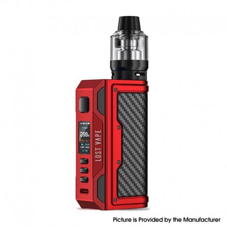 [Ships from Bonded Warehouse] Authentic LostVape Thelema Quest 200W VW Box Mod Kit + UB Pro Pod Tank - Matte Red Carbon Fiber