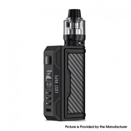 Authentic LostVape Thelema Quest 200W VW Box Mod Kit with UB Pro Pod Tank - Black Carbon Fiber, 5~200W, 2 x 18650, 5.0ml