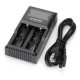 Nitecore D2 2-Slot Digital Battery Charger w/ LCD Display Screen for Li-ion / Ni-MH / Ni-Cd - Black, US Plug