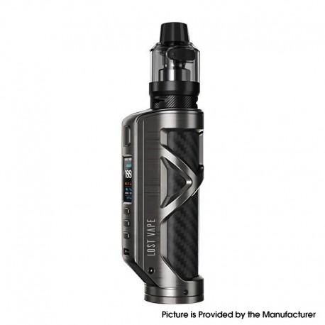 Authentic LostVape Cyborg Quest 100W TC VW Box Mod Kit with UB Pro Pod Tank - Gunmetal Carbon Fiber, 5~100W, 5ml