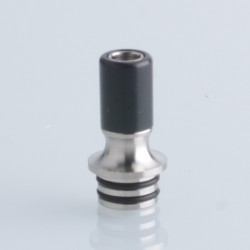 Ivant Style 510 Drip Tip for RDA / RTA / RDTA Vape Atomizer - Silver + Black, Stainless Steel POM