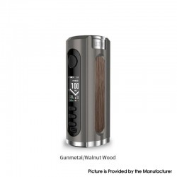 Authentic LostVape Grus V2 100W TC VW Box Mod - Gunmetal / Walnut Wood, 5~100W, 100~300'C, 1 x 18650 / 20700 / 21700