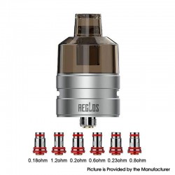 [Ships from Bonded Warehouse] Authentic Uwell Aeglos Empty Tank Pod Cartridge w/ 510 Adapter + 6 Coils - Silver, 4.5ml, 26.5mm