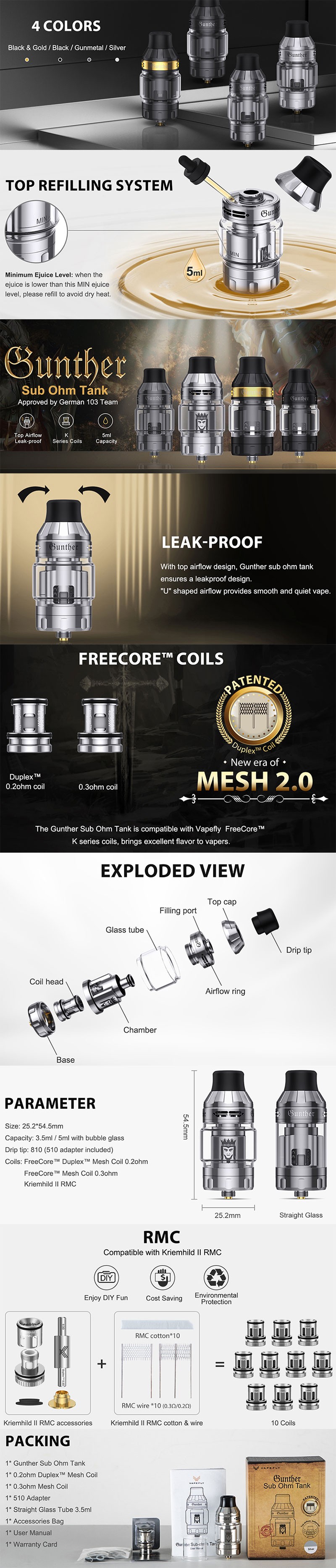 VapeフライガンサーサブオームタンクVapeアトマイザー