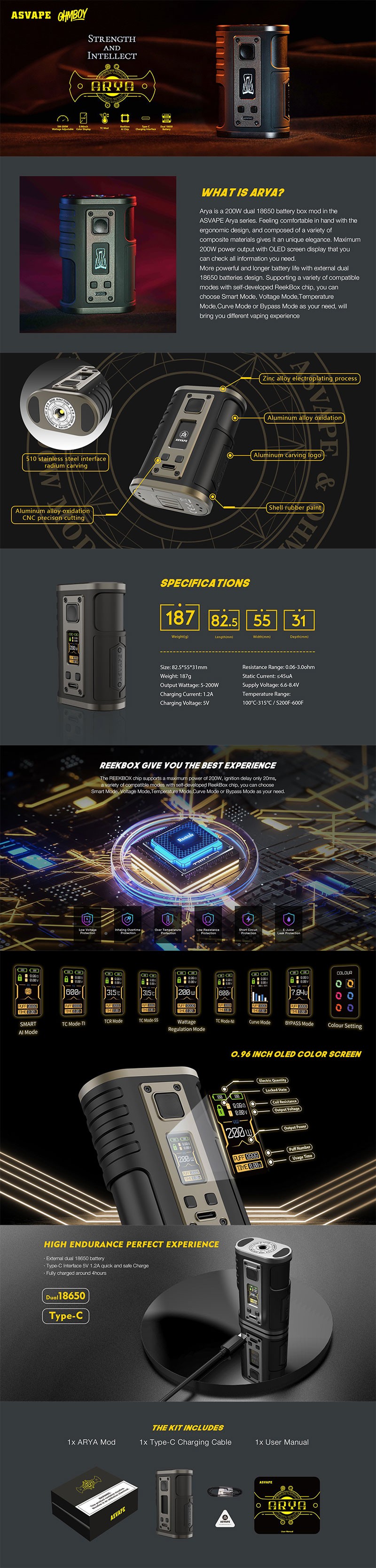 Asvape Arya 200W VW Vape Box Mod