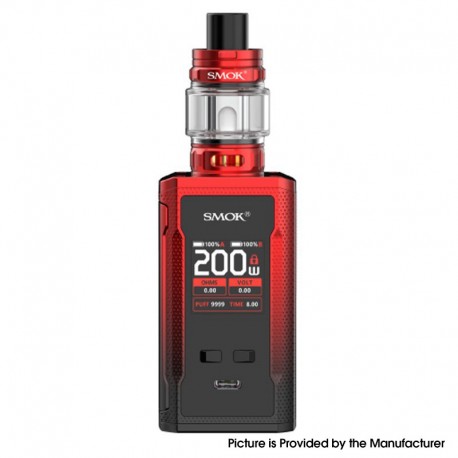 Authentic SMOKTech R-KISS 2 200W VW Box Mod Kit with TFV18 Mini Tank - Black Red, 5~200W, 2 x 18650, 6.5ml, 0.15 / 0.33ohm