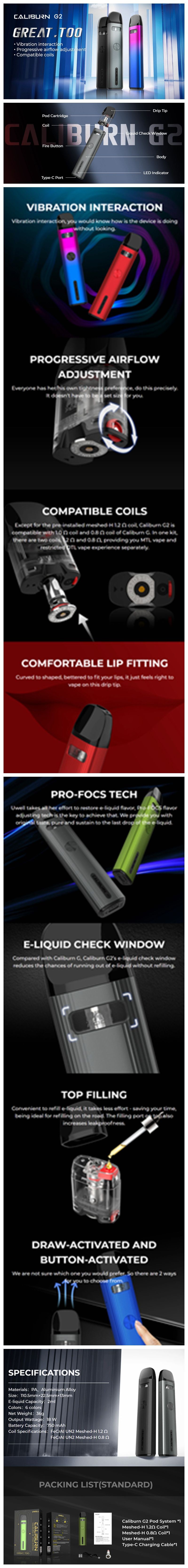 Système de pod Uwell Caliburn G2
