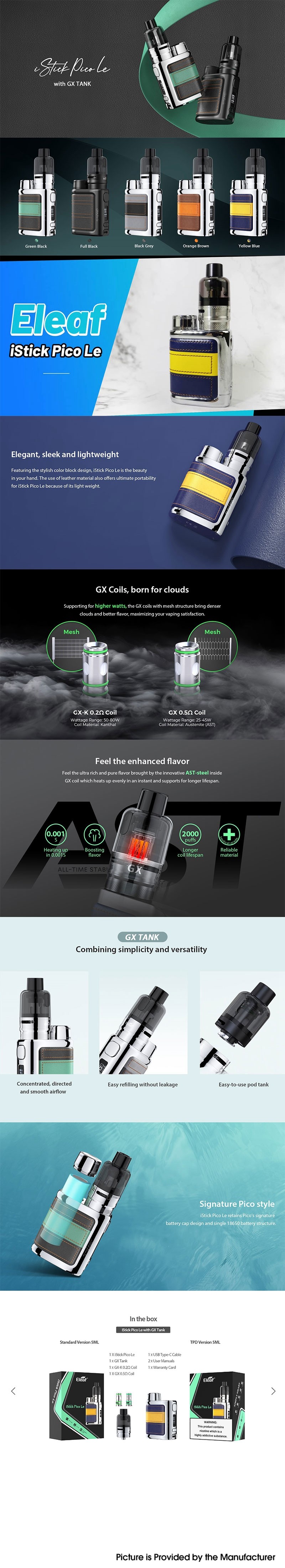 Eleaf istick pico le 75w Vape box Mod kit