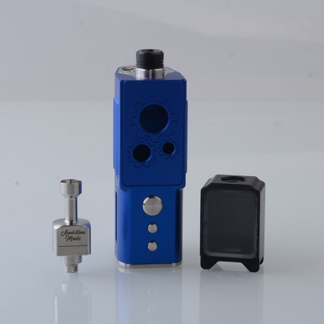 Authentic Ambition Mods and Sun box 2.0 60W Box Mod AIO Kit - Glamour Blue, 1~60W, 1 x 18650, Molen Bridge RBA / Boro Tank