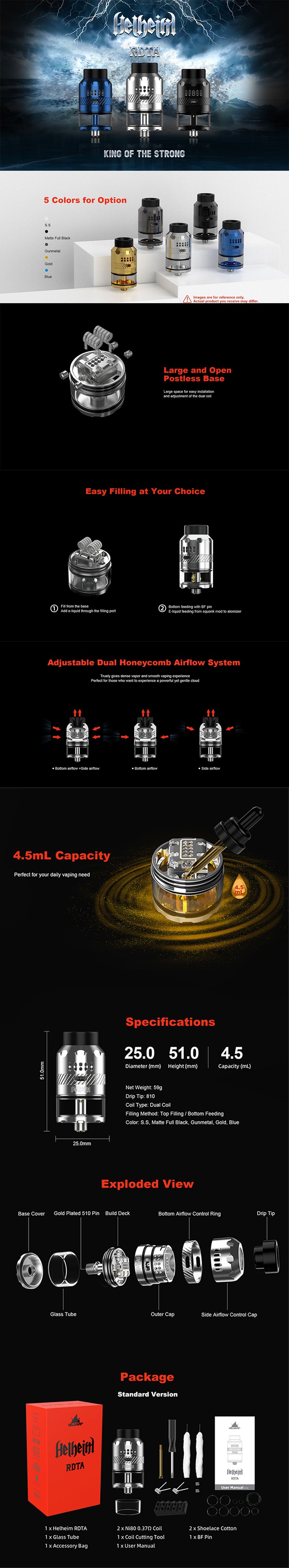Hellvape Helheim Rdta reconstruible goteo de tanque atomizador de vape