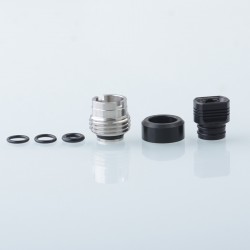 PRC Quantum Style 510 / BB Drip Tip kit for SXK BB / Billet Box Mod Kit - Silver + Black, SS Base + POM Mouthpiece