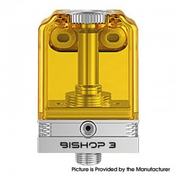 Authentic Ambition Mods Bishop 3 Bishop³ Cubed RBA Boro Tank for SXK BB / Billet Boro Box Mod Kit - Yellow, 316SS + PCTG, 5.0ml