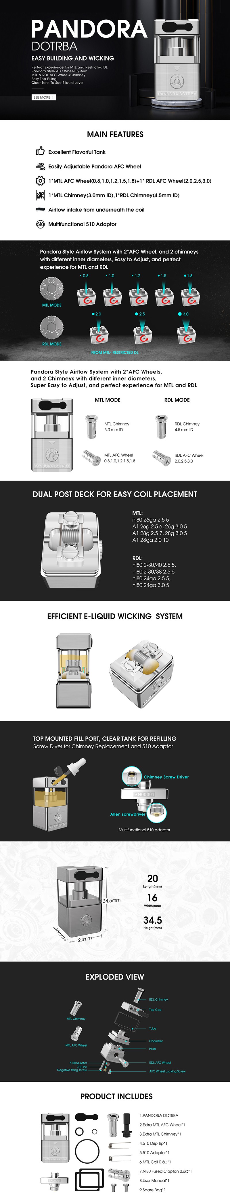 yachtvape pandora dotrba dotmod dotaio v1 pod mod를위한 재건 가능한 탱크