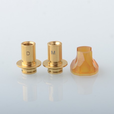 Monarchy Cyber Style 510 Drip Tip Set - Brown + Gold, SS + PEI, DL / MTL, 2 PCS 510 Connector
