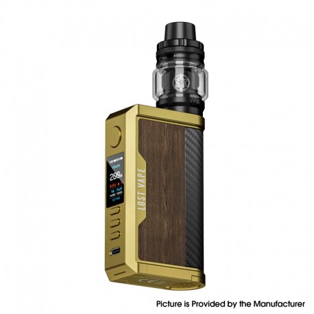 [Ships from Bonded Warehouse] Authentic LostVape Centaurus Q200 Box Mod Kit with Centaurus Sub Ohm Tank - Gold Teak Wood