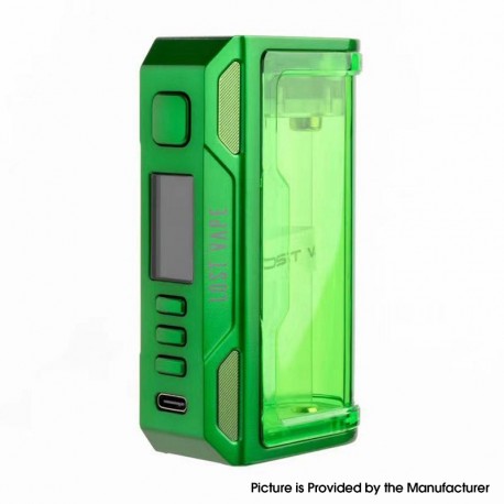 Authentic Lost Vape Thelema Quest 200W VW Box Mod - Green Clear, 5~200W, 2 x 18650