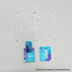 Authentic MK Mods Inner Panel Square Button 4-in-1 Inner Set + Front & Back Panel for SXK BB / Billet - Blue Galaxy, USB Slot