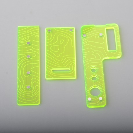 Authentic MK MODS Topo Panels Plates Set for Orca Boro Box Mod Kit - Fluo Green