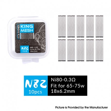 Authentic Coil Father King N82 Mesh Core Coil for RDA / RTA / RDTA Atomizer - Ni80, 65~75W, 0.3ohm, 18 x 6.2mm, (10 PCS)
