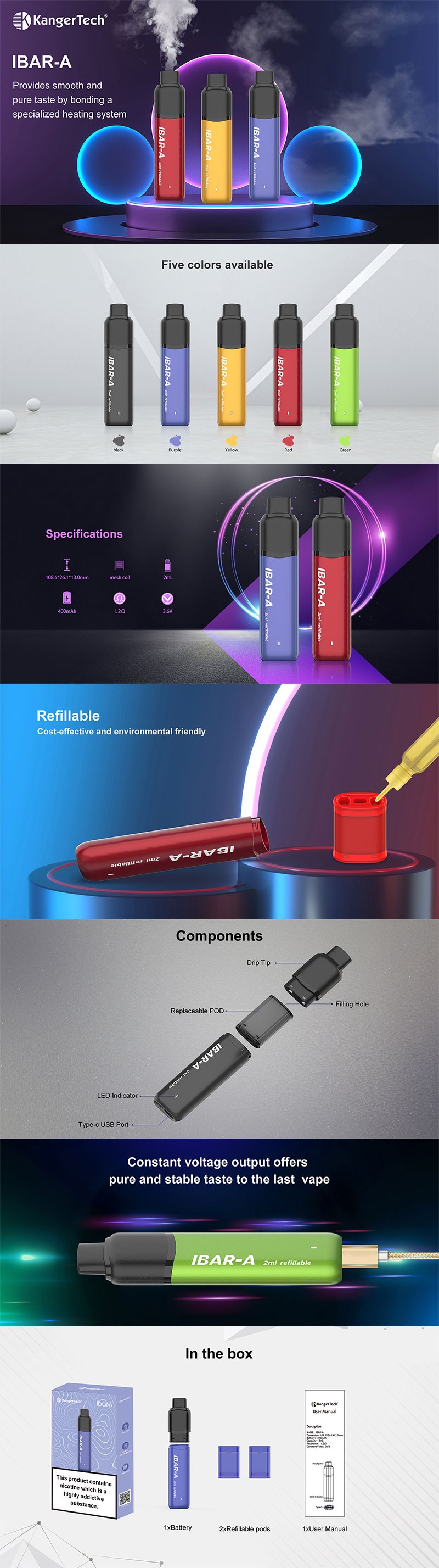 KangerTech IBAR-A Pod System Vape Kit