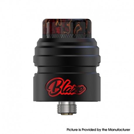 Authentic ThunderHead Creations X Mike Vapes Blaze SOLO RDA Atomizer - Black Red, SS + Aluminum, BF Pin, 24mm