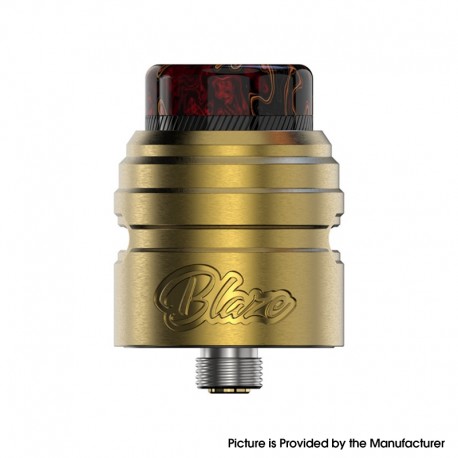 Authentic ThunderHead Creations X Mike Vapes THC Blaze SOLO RDA Vape Atomizer - Gold, Stainless Steel, BF Pin, 24mm