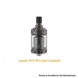 Authentic Ambition Mods Amazier MTL RTA Rebuildable Tank Vape Atomizer - Gun Metal, 316SS + Glass, 2.0ml, 22mm