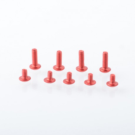 Authentic MK MODS Replacement Screw Set Kit for SXK BB 70W / DNA 60W Style Box Mod Kit / Billet - Red, Aluminum Alloy (9 PCS)