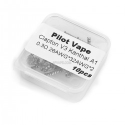 Authentic Pilot Kanthal A1 26 x 2 / 32 x 2 AWG Pre-coiled Clapton V3 Resistance Wire for RBA - (10 PCS), 0.3ohm