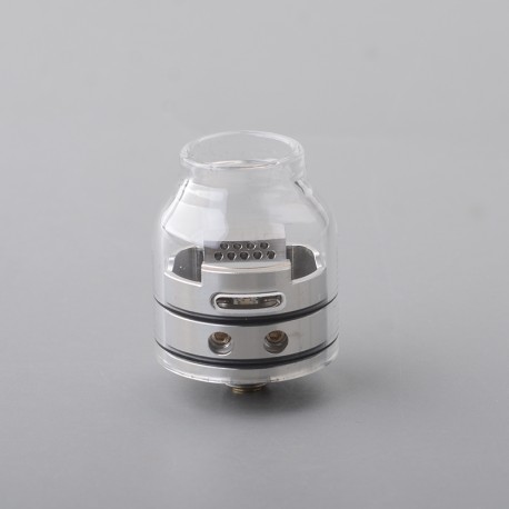 Authentic ThunderHead Creations X Mike Vapes THC Blaze SOLO RDA Vape Atomizer - Silver + Transparent, SS+ Glass, BF Pin, 24mm