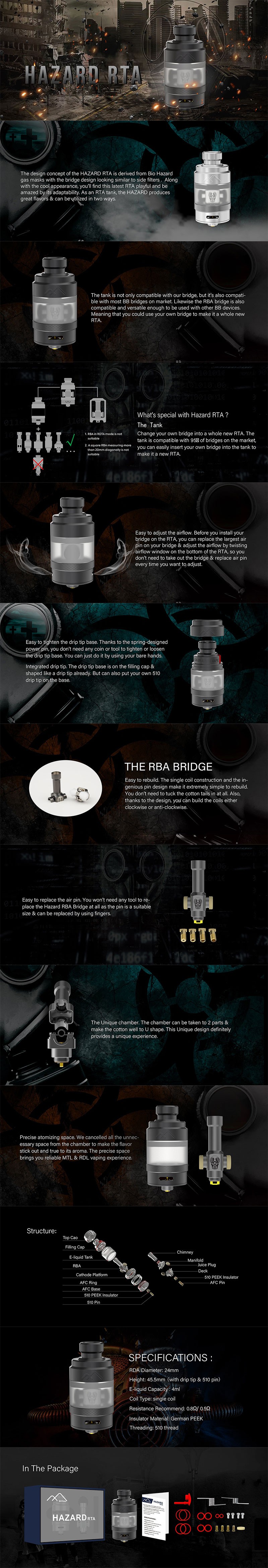 Vape Hazard RTA VAPE Atomizer를 가로 지르는 DOVPO X