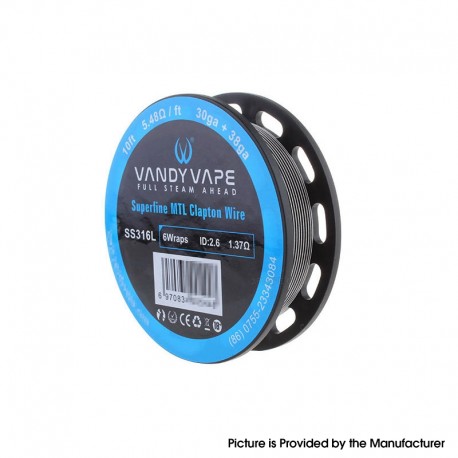 [Ships from Bonded Warehouse] Authentic VandyVape Superfine MTL Clapton Wire - SS316L, 30GA + 38GA, 10ft