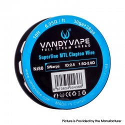 [Ships from Bonded Warehouse] Authentic VandyVape Superfine MTL Clapton Wire - Ni80, 30GA + 38GA, 10ft